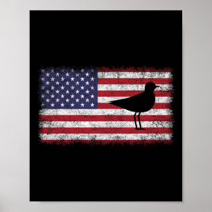 Affiche 4 juillet Drôle Patriotique Snowy Plover Amour d'o