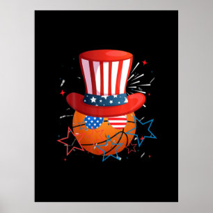 Affiche 4 juillet Drôle Pour Les Amateurs De Basketball