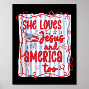 Affiche 4 juillet elle aime Jésus et l'Amérique aussi Chri