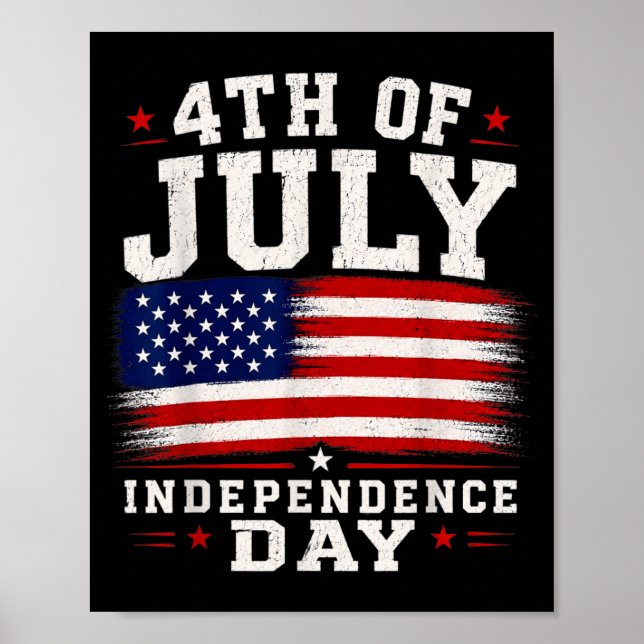 Affiche 4 juillet Fête de l'indépendance Drapeau américain (Devant)