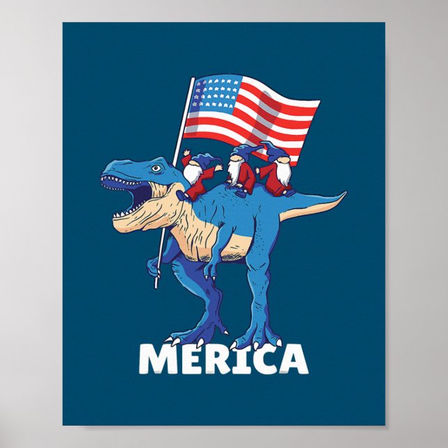 Affiche 4 juillet Fête de l'Indépendance USA Dinosaur T Re (Devant)