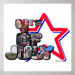 Affiche 4 juillet Grande Lettre Étoile