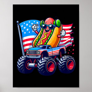 Affiche 4 juillet Hotdog Sungles Monster Truck Américain 