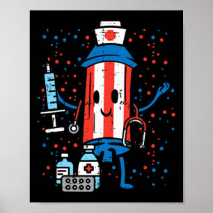 Affiche 4 juillet Infirmière Pirate Funny America Scruter