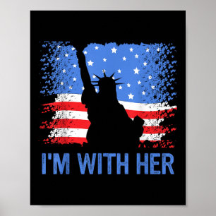 Affiche 4 juillet Je suis avec elle Drapeau américain USA