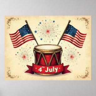 Affiche 4 juillet, Jour de l'Indépendance,