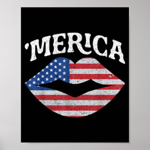 Affiche 4 juillet Jour de l'Indépendance MERICA Baiser Bou