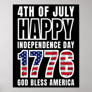 Affiche 4 juillet Joyeux Jour de l'Indépendance 1776 Dieu 