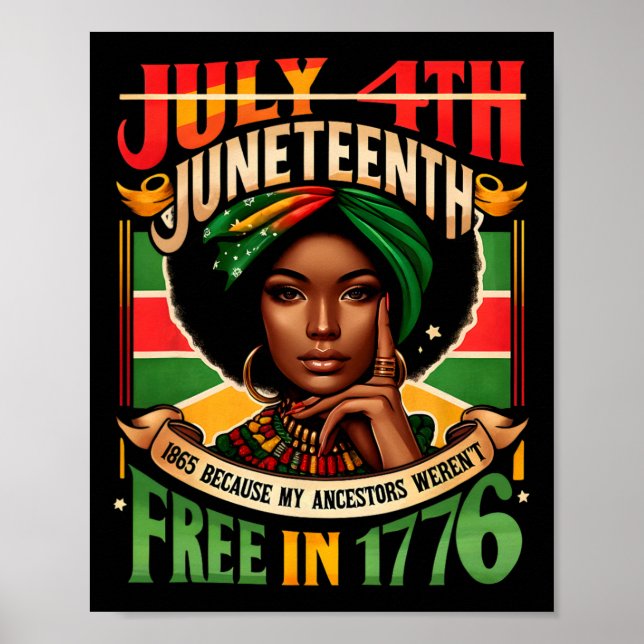 Affiche 4 juillet Juneteenth 1865 Parce que mes ancêtres é (Devant)