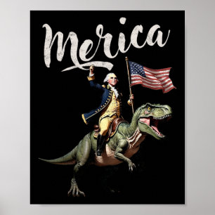 Affiche 4 juillet Merica George Washington à cheval sur un