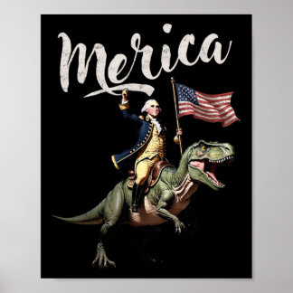 Affiche 4 juillet Merica George Washington à cheval sur un