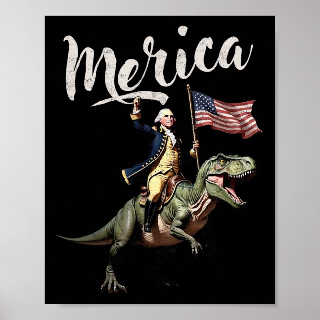 Affiche 4 juillet Merica George Washington chevauchant un  (Devant)