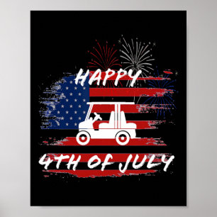 Affiche 4 juillet Parade de Looping Golf Panier Ameri