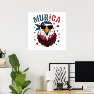 Affiche 4 juillet Patriotique Drôle Aigle USA