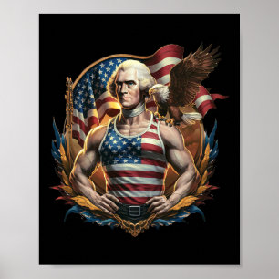 Affiche 4 juillet Patriotique Funny George Washington juil