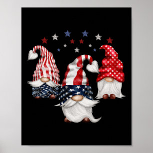 Affiche 4 juillet Patriotique Gnomes Funny mignon U améric