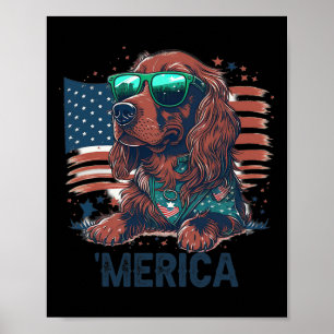 Affiche 4 juillet Patriotique Irlandais Setter Chien Meric