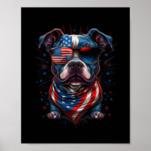 Affiche 4 juillet Patriotique Staffordshire Bull Terrier D