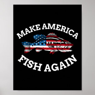 Affiche 4 juillet Pêche Drapeau Américain Fête L'Amérique
