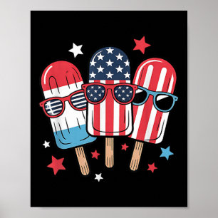 Affiche 4 juillet Popsicle Boys Girls Kids American Flag