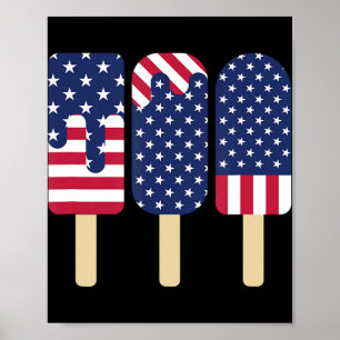 Affiche 4 juillet Popsicle Patriotic American Flag Memor