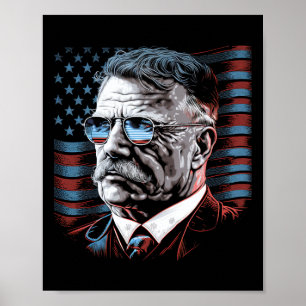 Affiche 4 juillet Président Theodore Roosevelt American