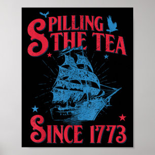 Affiche 4 juillet qui crache le thé depuis 1773 drôle rétr