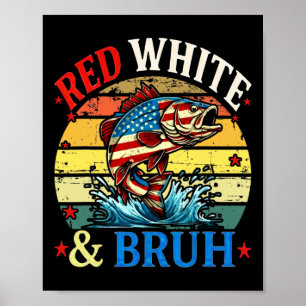 Affiche 4 juillet Retro Pêche Rouge Blanc &amp; Brut Ame
