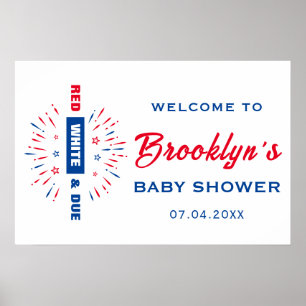 Affiche 4 juillet Rouge Blanc Et Baby shower D'Accueil