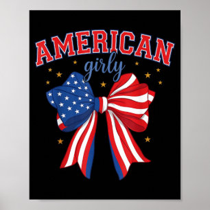 Affiche 4 juillet Rouge Blanc et Bleu Américaine Fille