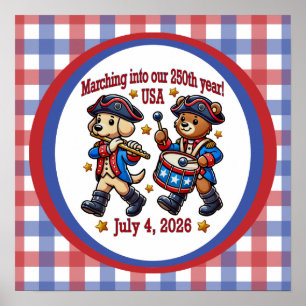 Affiche 4 juillet Semiquincentenaire 250e anniversaire des