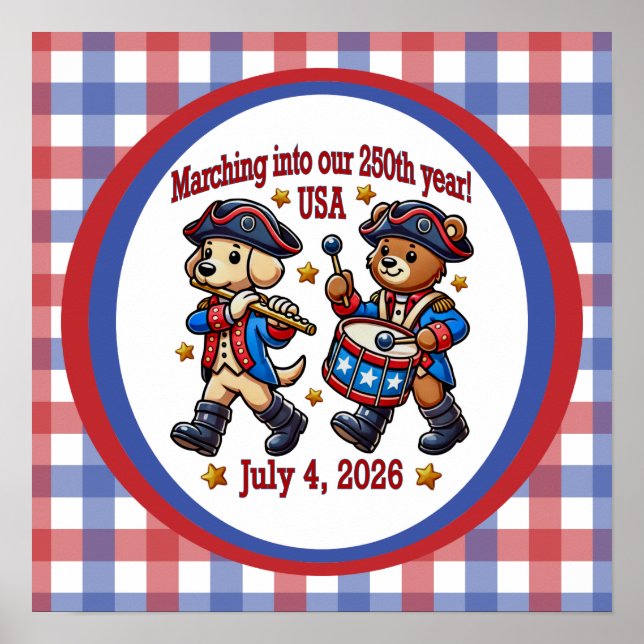 Affiche 4 juillet Semiquincentenaire 250e anniversaire des (Devant)