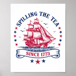 Affiche 4 Juillet Spilling The Tea 1773 Drôle Amérique