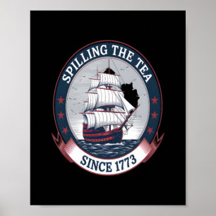 Affiche 4 Juillet Spilling The Tea 1773 Drôle Amérique