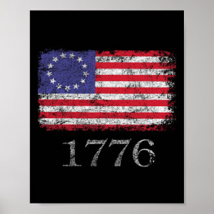 Affiche 4 juillet T Chemise Drapeau Américain Betsy Ross 1