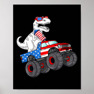 Affiche 4 juillet T Rex Dino Trex Dinosaur Monster Truck