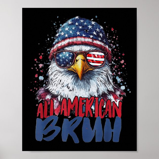 Affiche 4 juillet Tous Américains Bruh Eagle Enfants Ado (Devant)