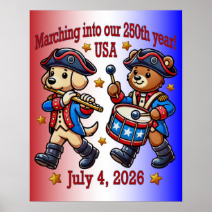 Affiche 4 juillet USA 250e anniversaire Semiquincentenaire