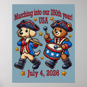 Affiche 4 juillet USA 250e anniversaire Semiquincentenaire