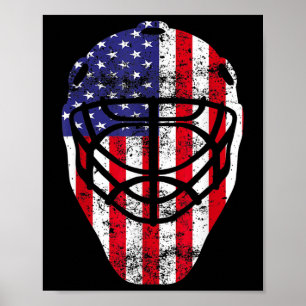 Affiche 4 juillet Vintage Hockey Goalie Mask American Fl