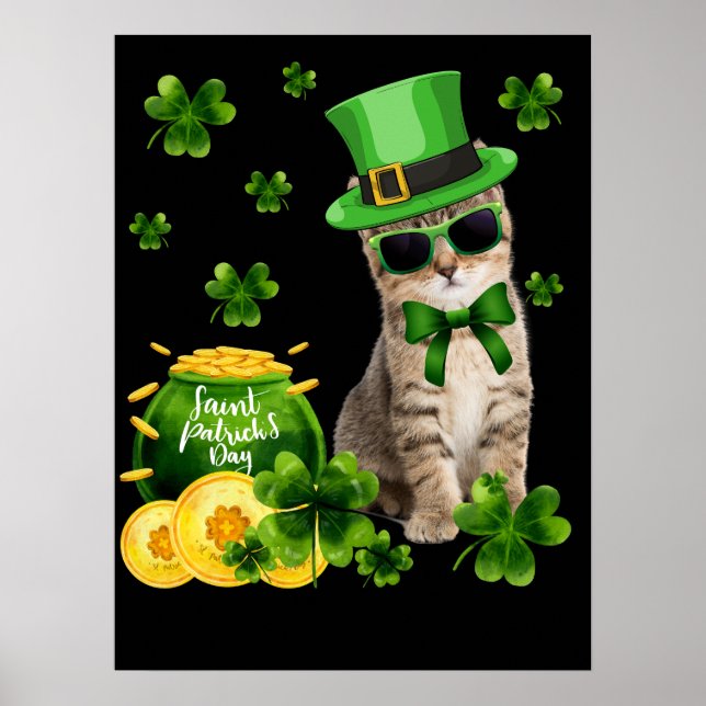 Affiche 4 Kitty Chat Chaton Amoureux de Chat St Patricks D (Devant)