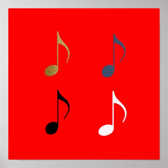 Affiche 4 notes de musique (Devant)