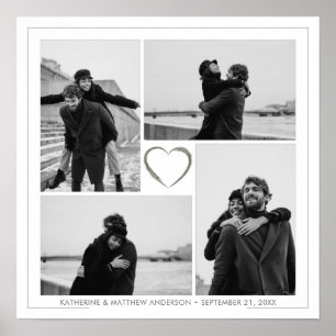 Affiche 4 Photo Collage Mariage Anniversaire Nom et date