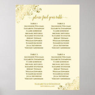 Affiche 4 Table Gold Frills Mariage Seating Chart Cream
