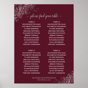 Affiche 4 Table Lacy Argent Mariage Places de siège Burgun