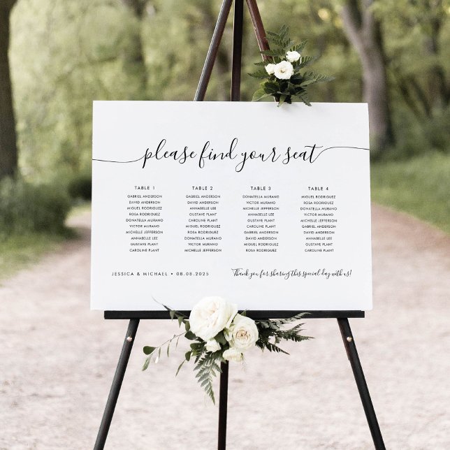 Affiche 4 Tables Moderne Trouvez Votre Siège Carte (Créateur téléchargé)