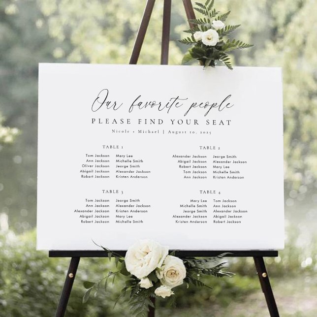 Affiche 4 Tables Notre Plan de Table de Siège des Personne (Créateur téléchargé)