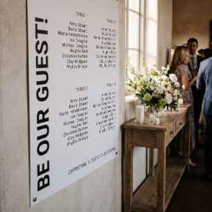 Affiche 4 tables Plan de table Simple Mariage Blanc