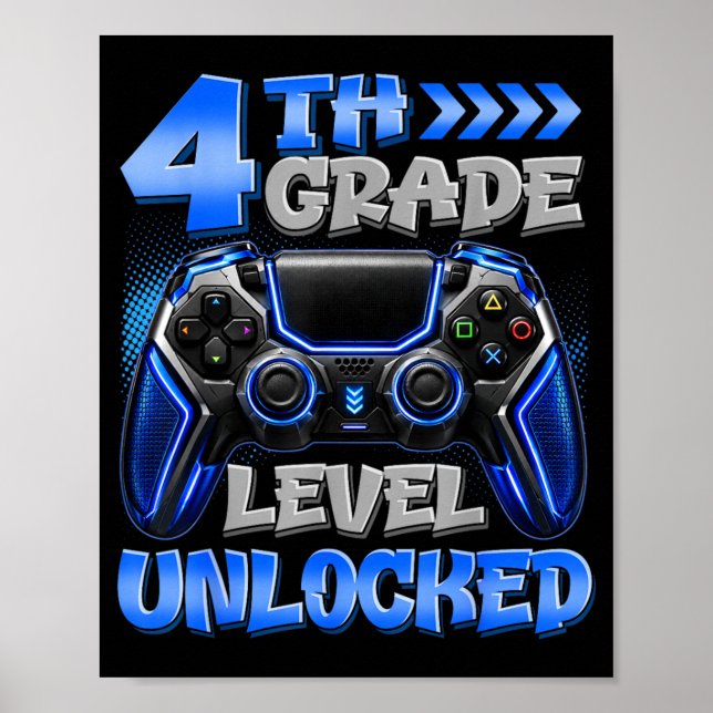 Affiche 4e année Niveau Débloqué Jouons 4e année Retour (Devant)