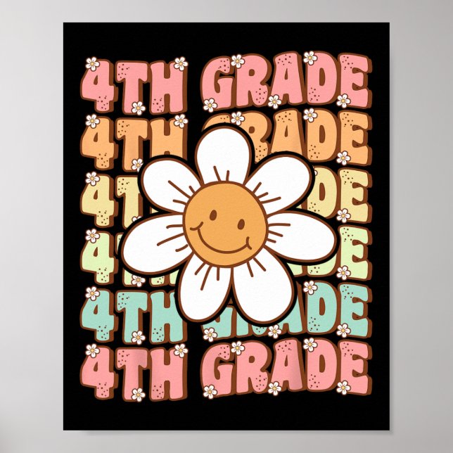 Affiche 4e année super Retour à l'école Premier jour de qu (Devant)